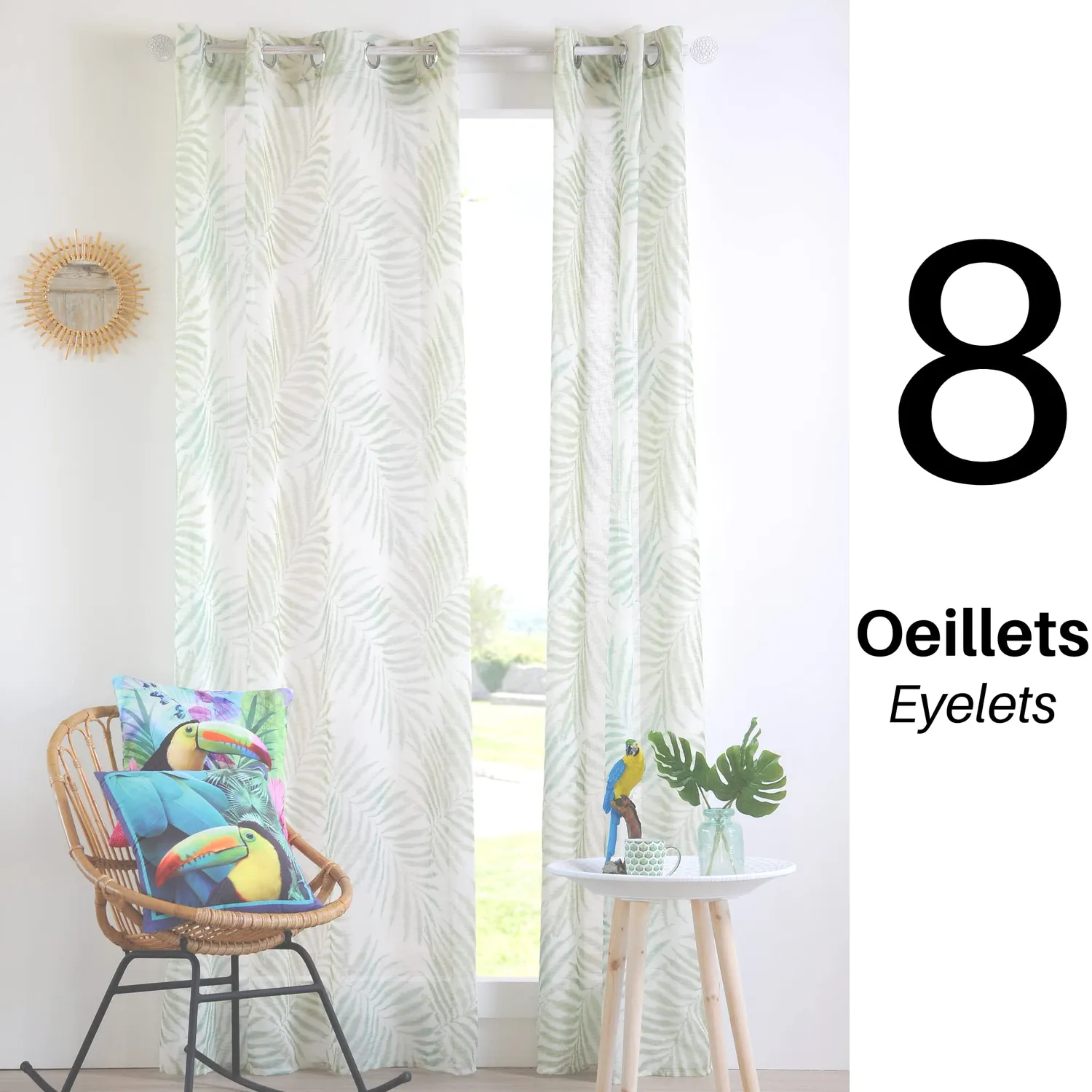 Stof Cynara voile 140x260 vert à oeillets