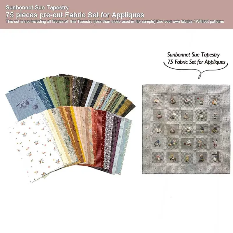 Yoko Saito Sunbonnet Sue tissu appliqué 75 coupons 8x15cm