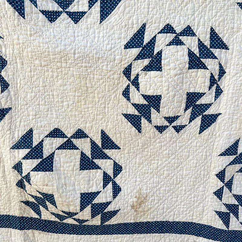 French General Radiating Cross quilt ancien indigo 173x224 cm