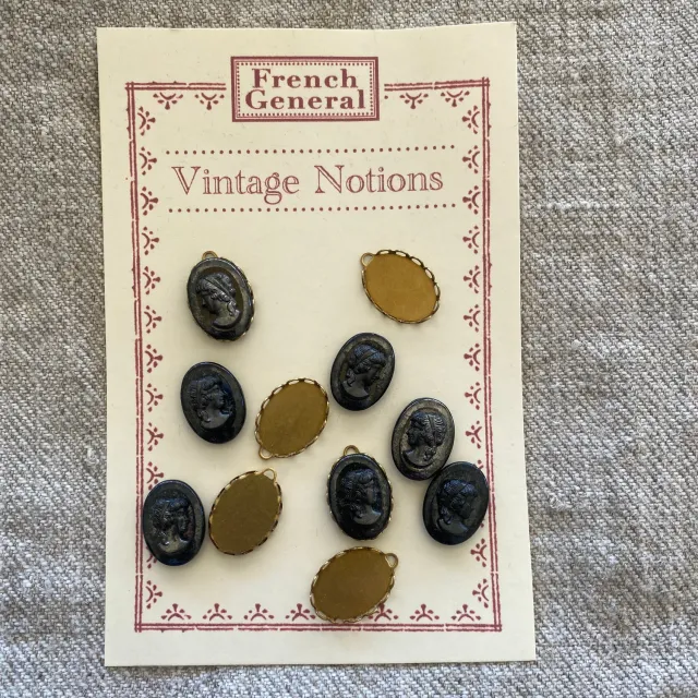 French General Vintage Hematite camées bijoux lot de 6