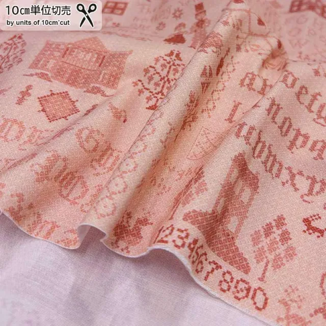 Yoko Saito web2603-A10 tissu coton rose croix au mètre