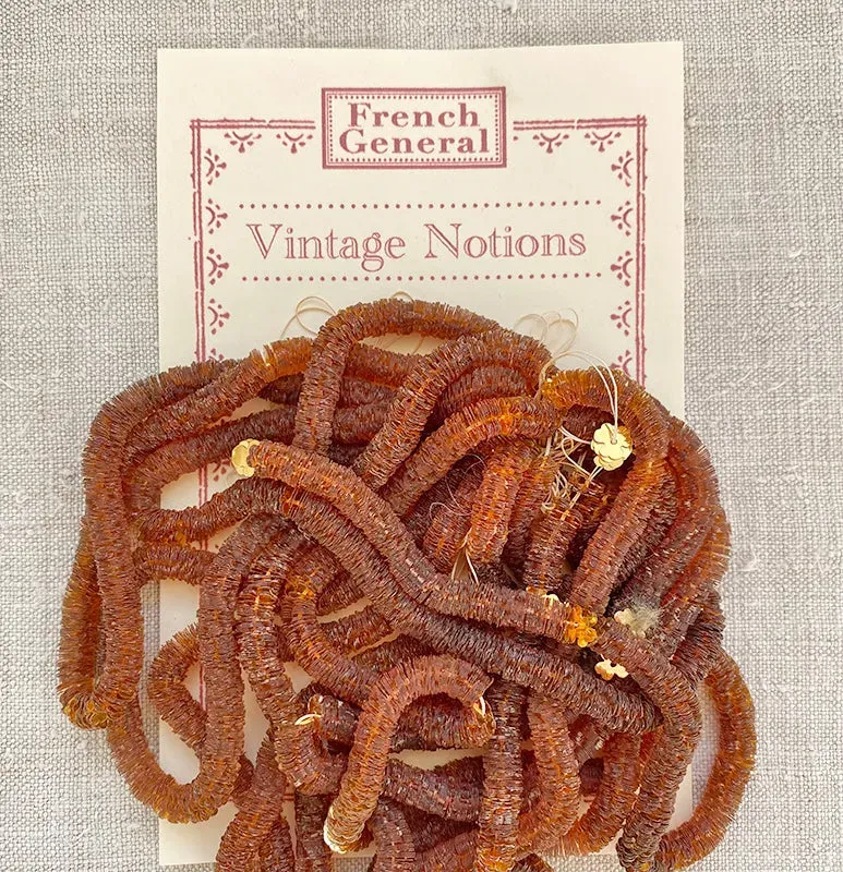 French General sequins vintage paillettes trèfle doré écheveau