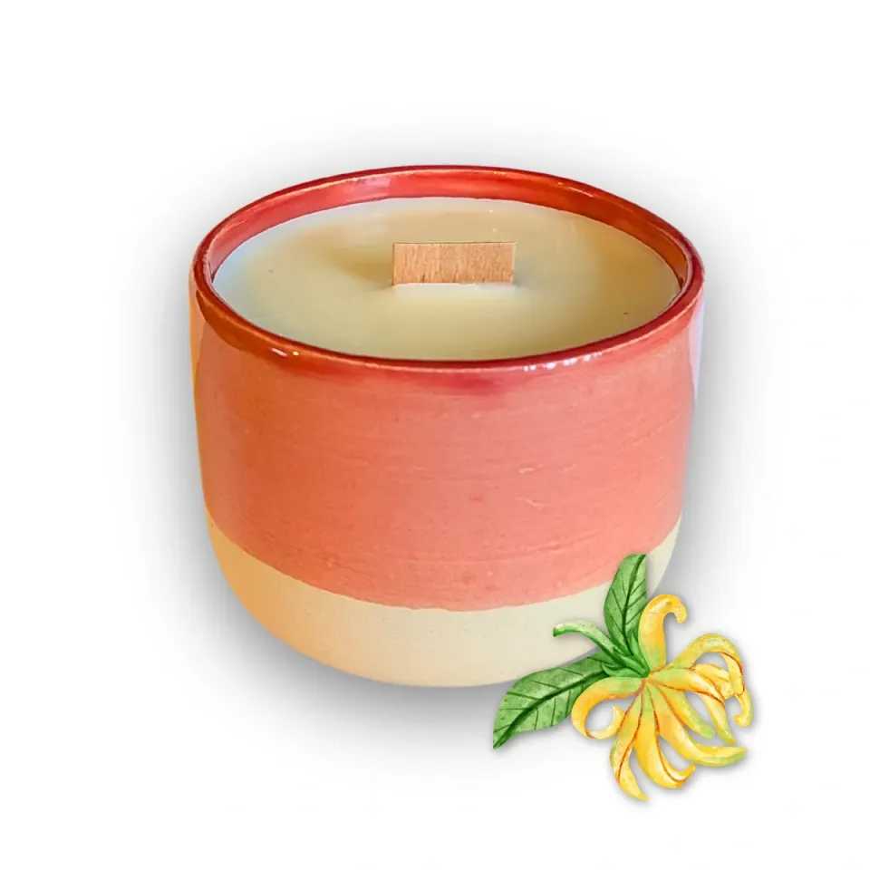 Tribu Indigo Ylang-Ylang bougie parfumée 40h mèche bois