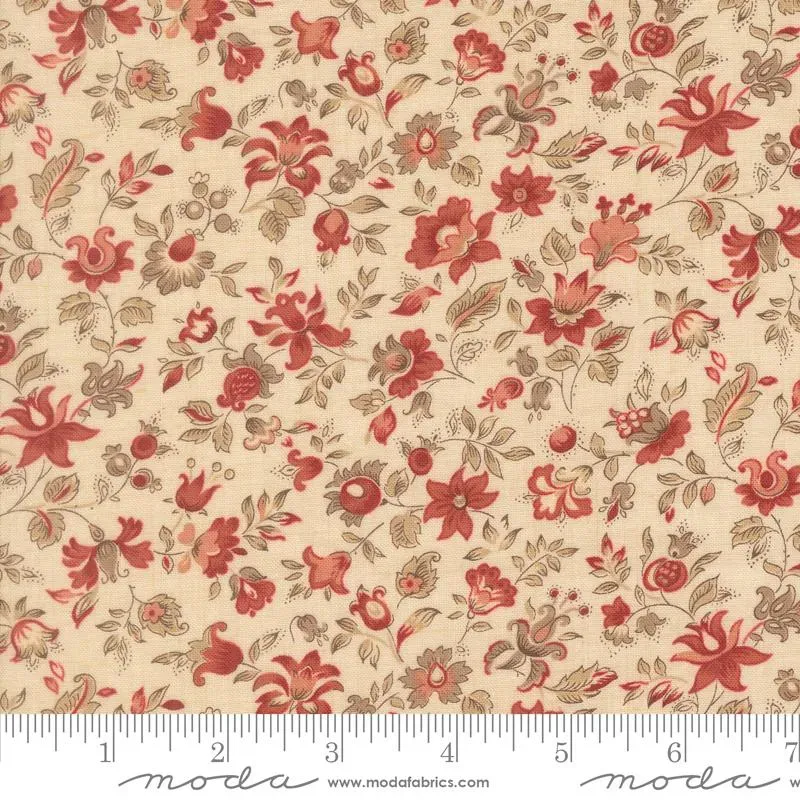 French General Le Jardin Rouge 36154 14 tissu coton perle au mètre