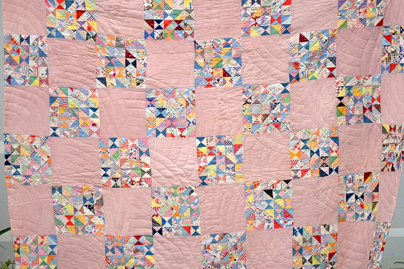French General Broken Dishes quilt ancien 1930 fait main