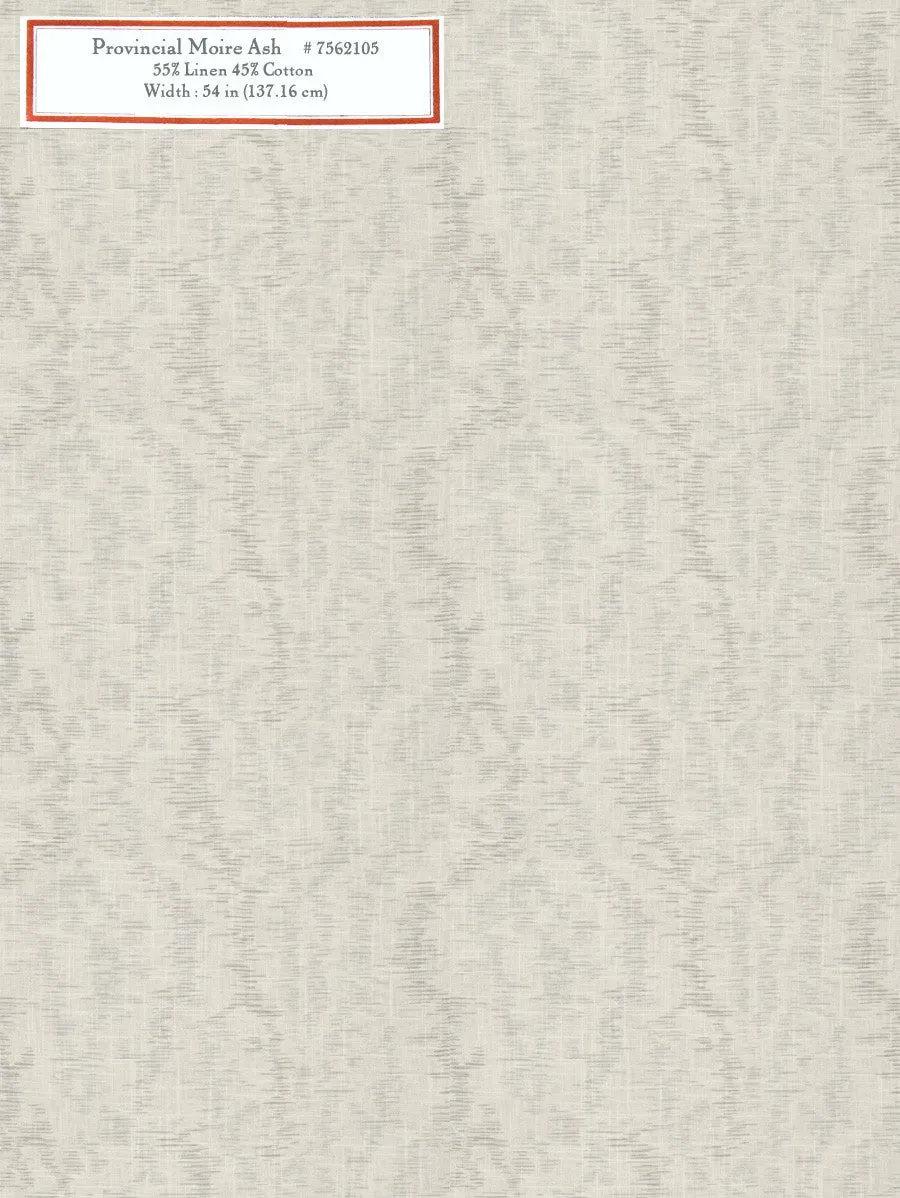 French General Provincial Moire Ash tissu ameublement gris au mètre