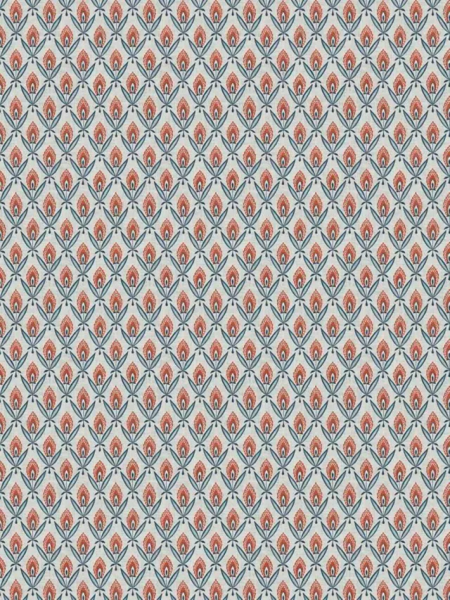 French General Darcy Jardin Indigo tissu ameublement lin
