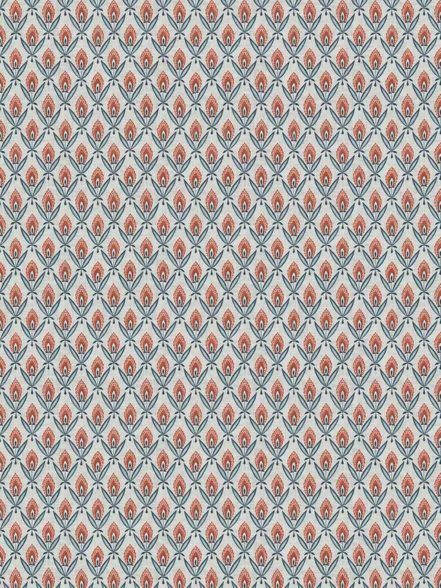 French General Darcy Jardin Indigo tissu ameublement lin
