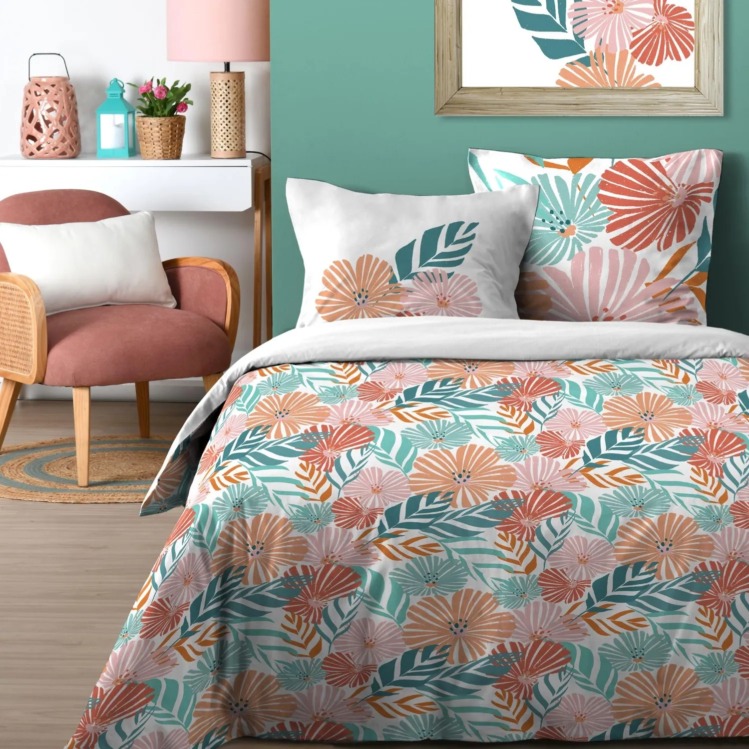 STOF Adriane parure housse de couette rose 240x220 cm coton