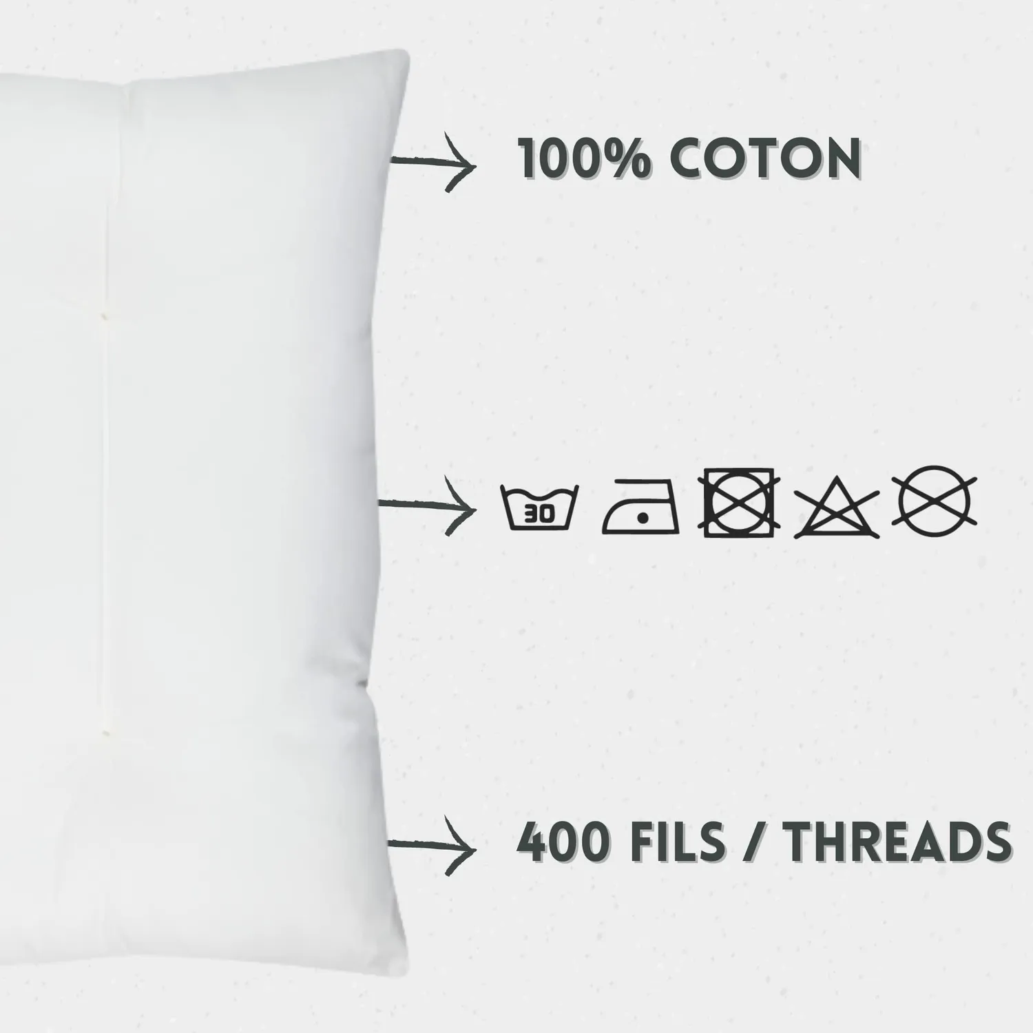 Stof Oxford tête de lit 70x45 cm écru satin de coton