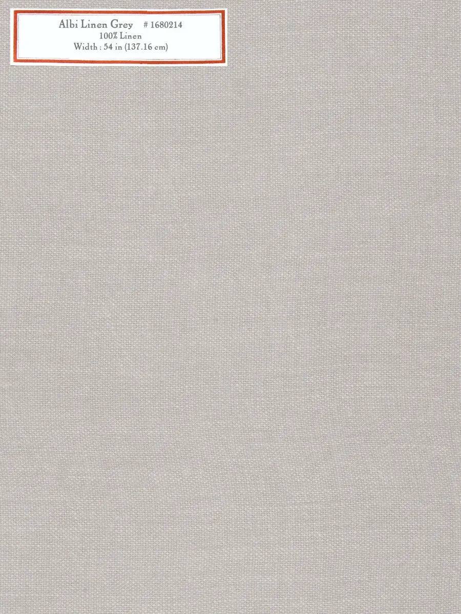 French General Albi Linen Grey tissu ameublement gris au mètre