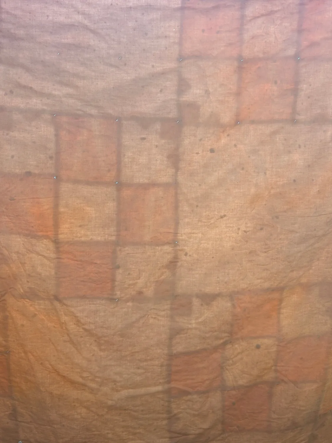 French General Nine Patch quilt ancien orange à découper 208 cm