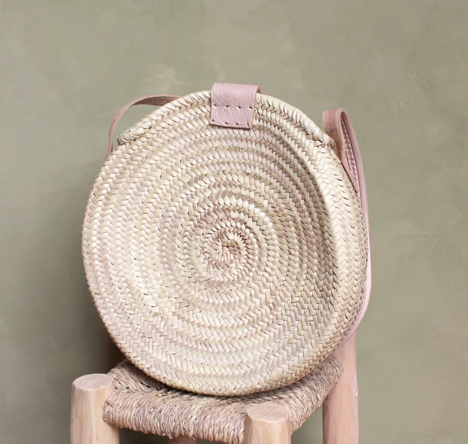 La Maison Naïve Palme sac rond cuir rose bandoulière
