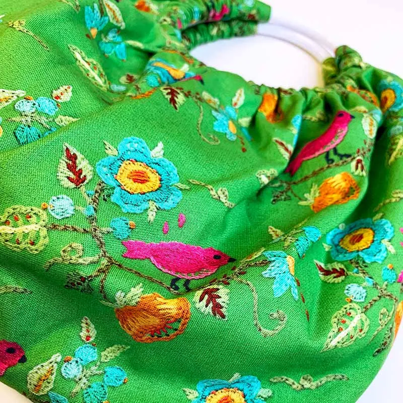 Yoko Saito Sac Anneaux kit broderie oiseau écru