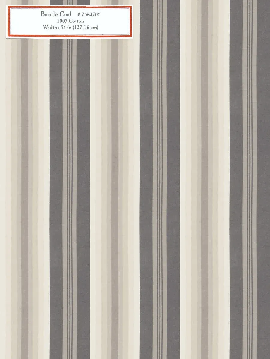 French General Bande tissu ameublement Coal au mètre 137 cm