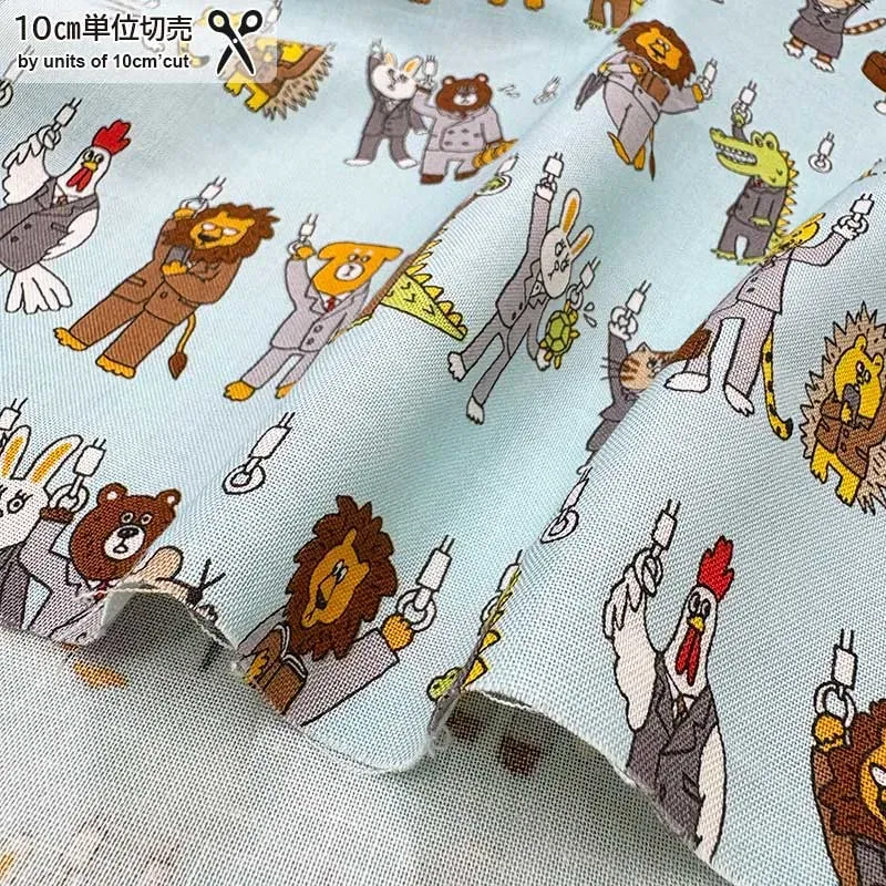 Yoko Saito 2026-05-A05 tissu coton animaux train menthe