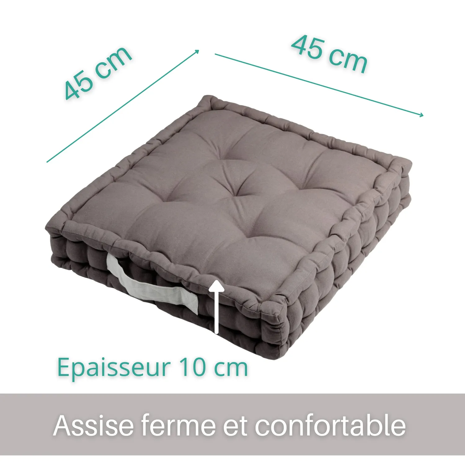 STOF Duo coussin de sol 45x45 gris matelassé