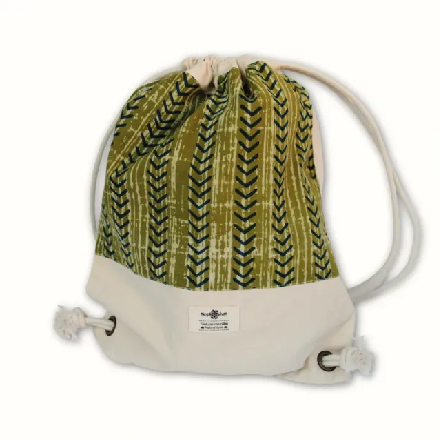 Tribu Indigo sac à dos toile verte 40x30 coton bio