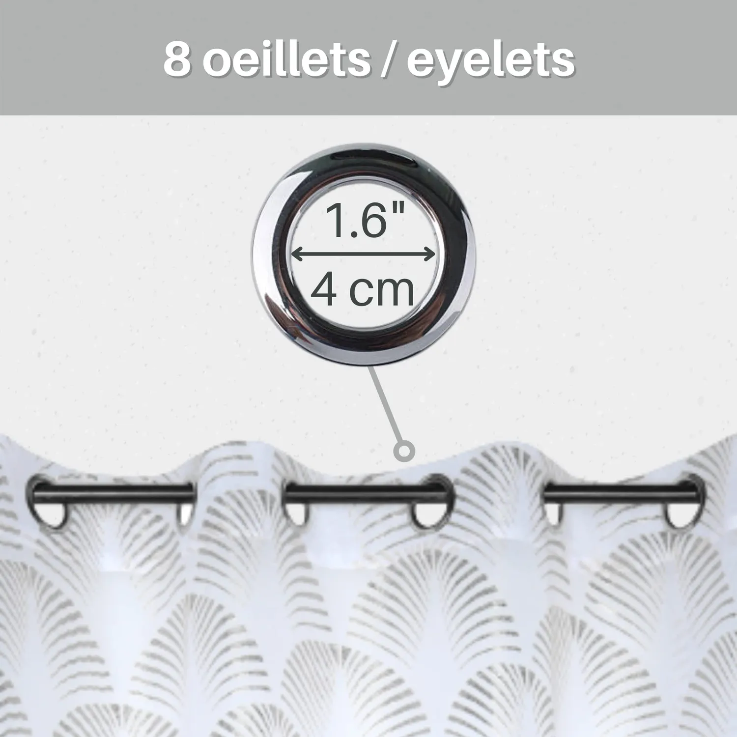 Stof Maldives 140x260 voile œillets argent polyester