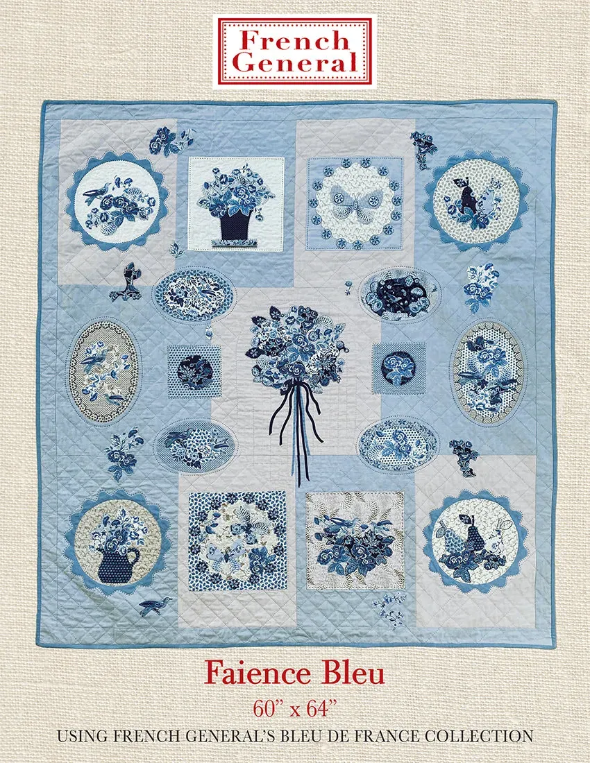 French General Faience Bleu patron quilt 162x152 cm