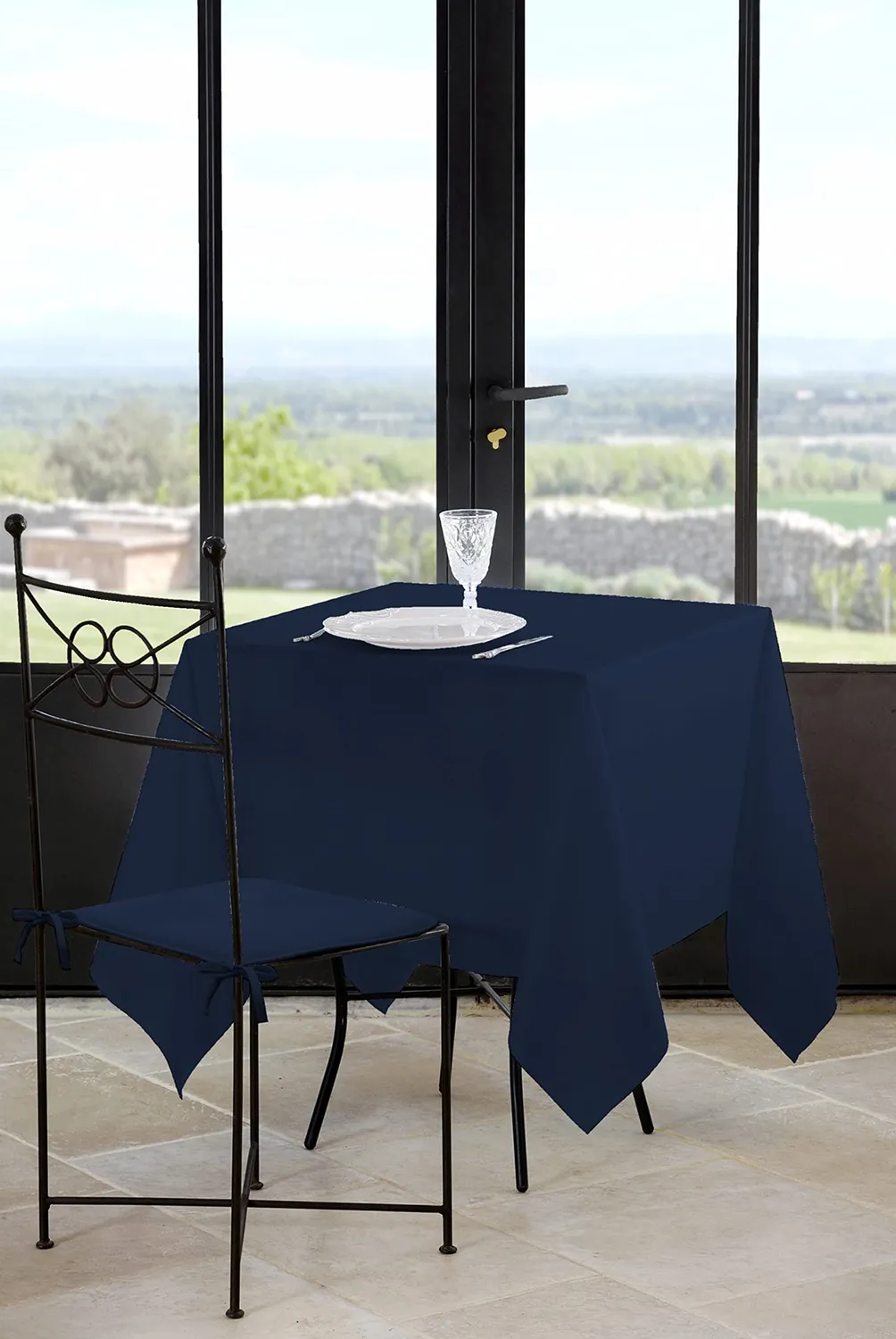 Stof Nelson nappe 180x180 cm pétrole polyester