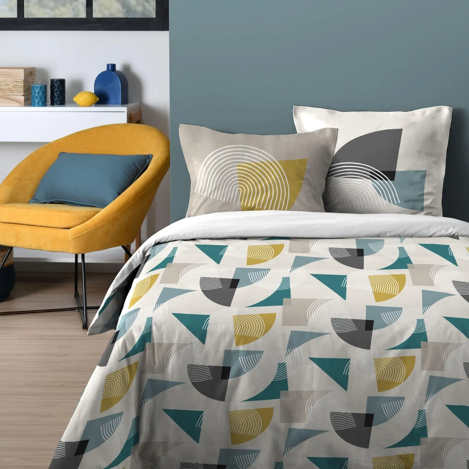 STOF Minnesota parure housse couette 240x220 bleu vert