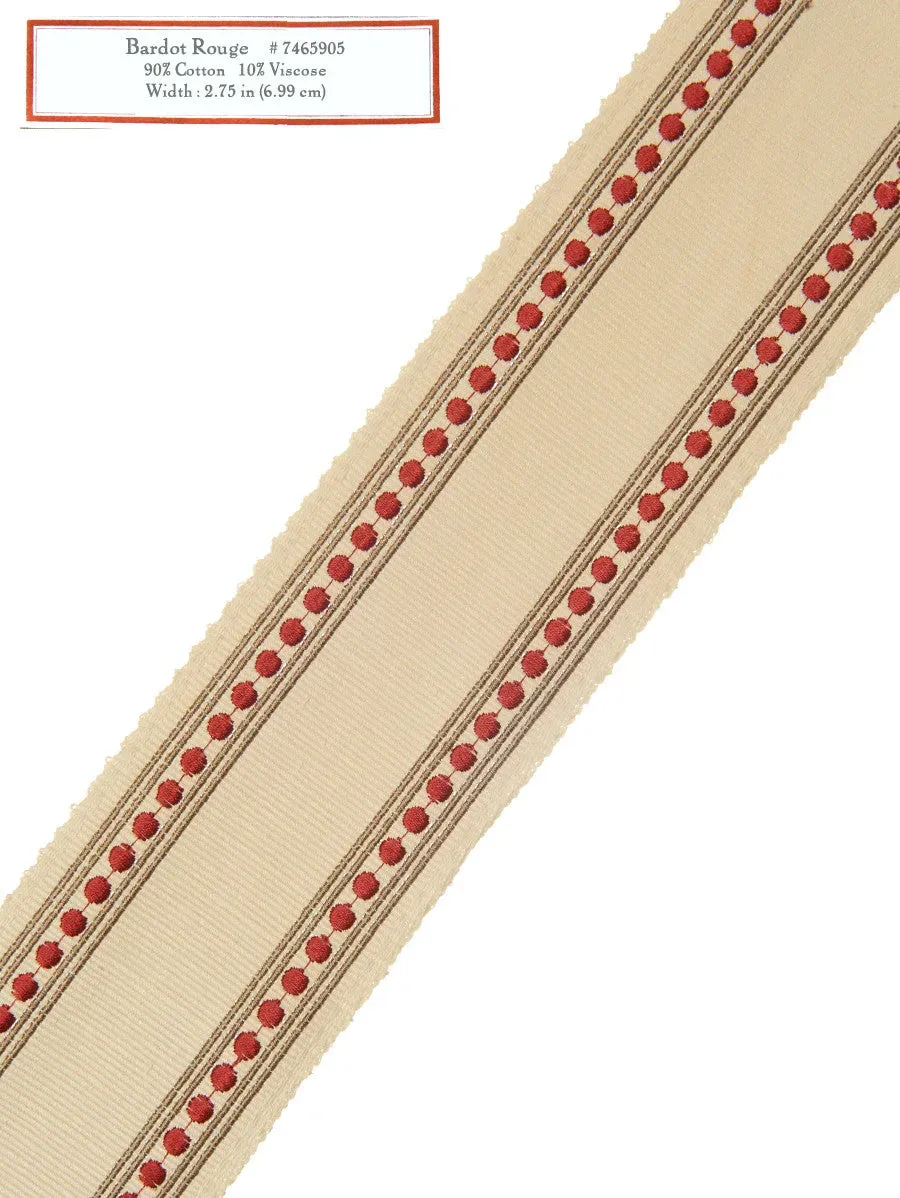 French General Bardot Rouge galon déco au mètre 7cm