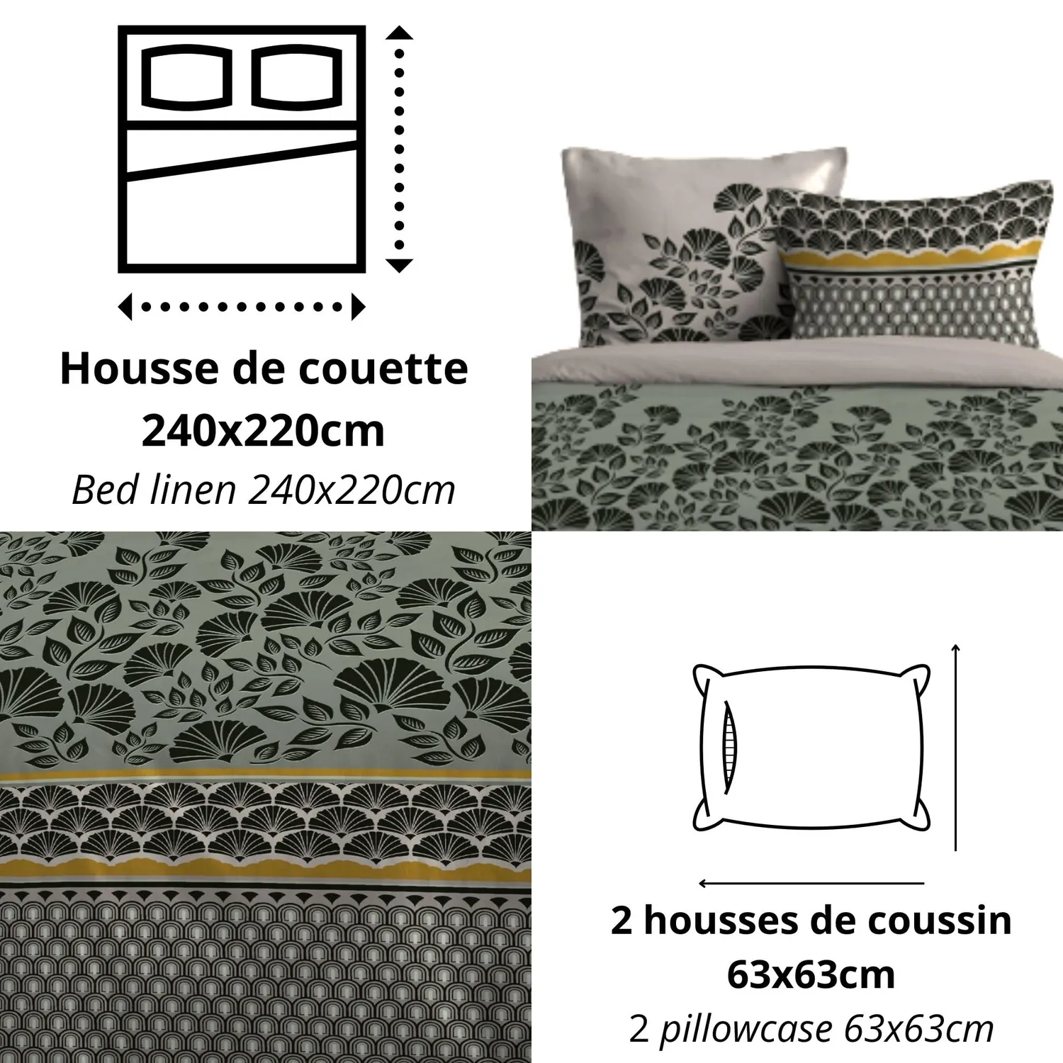 Stof Konni parure housse couette 240x220 vert
