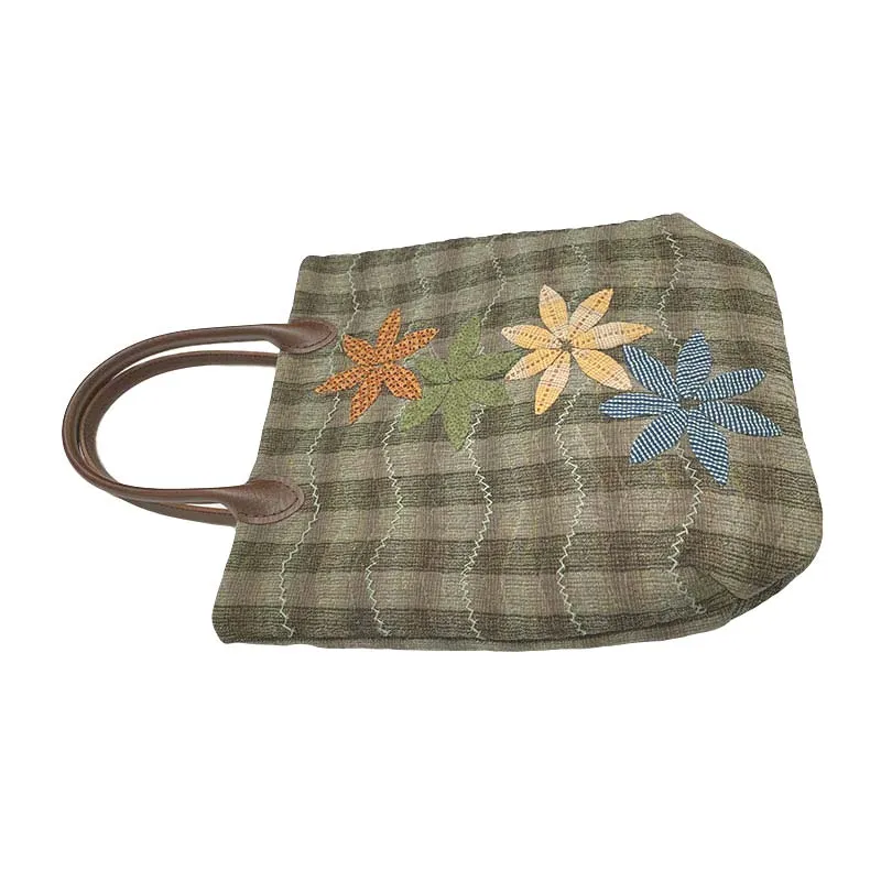 Yoko Saito Flower Applique Bag kit sac marron appliqué