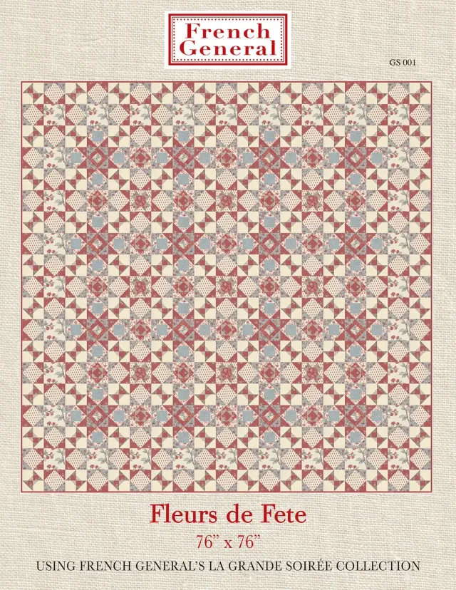 French General Fleurs De Fete patron quilt 76x76 imprimé floral