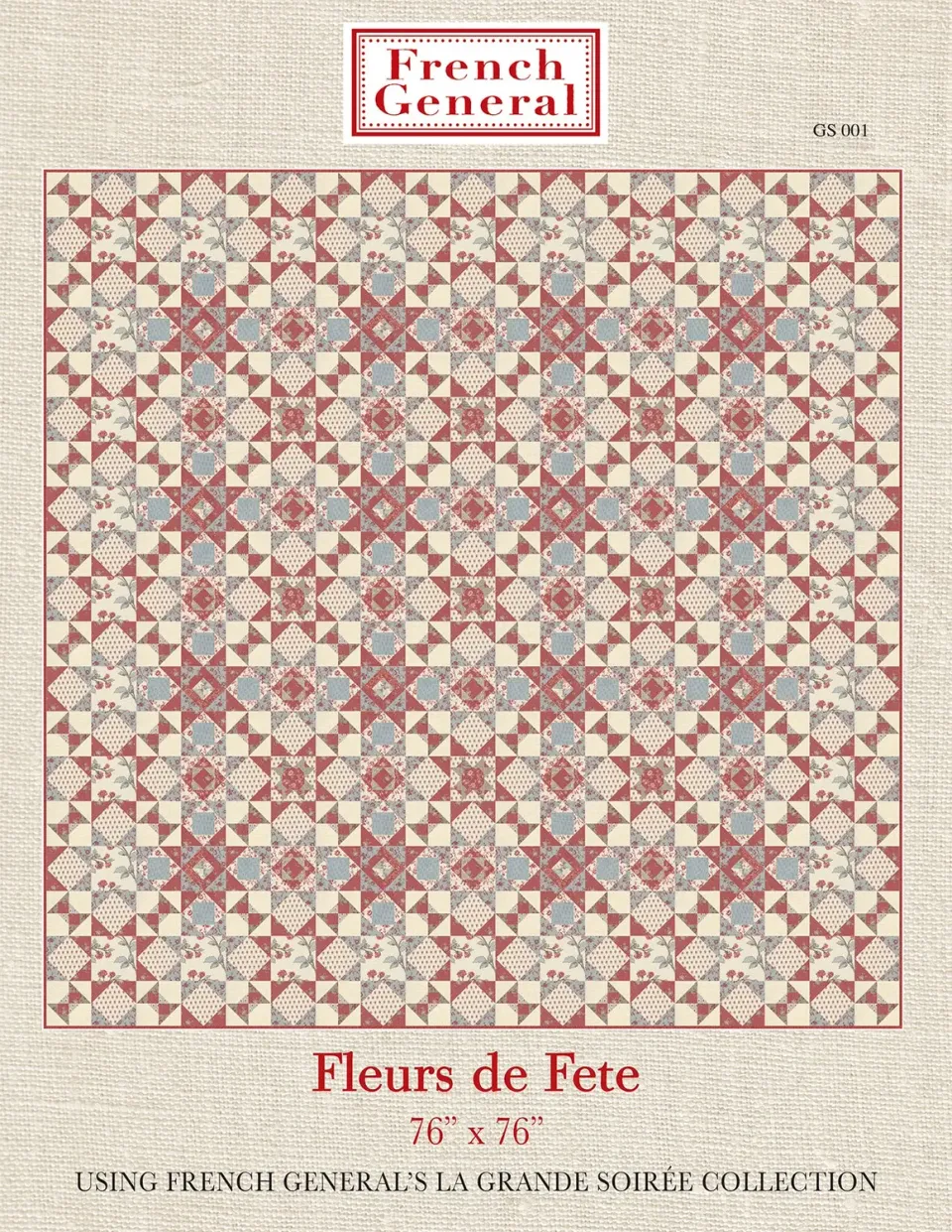 French General Fleurs De Fete patron quilt 76x76 imprimé floral
