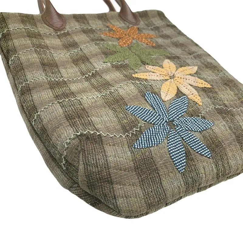 Yoko Saito Flower Applique Bag kit sac marron appliqué