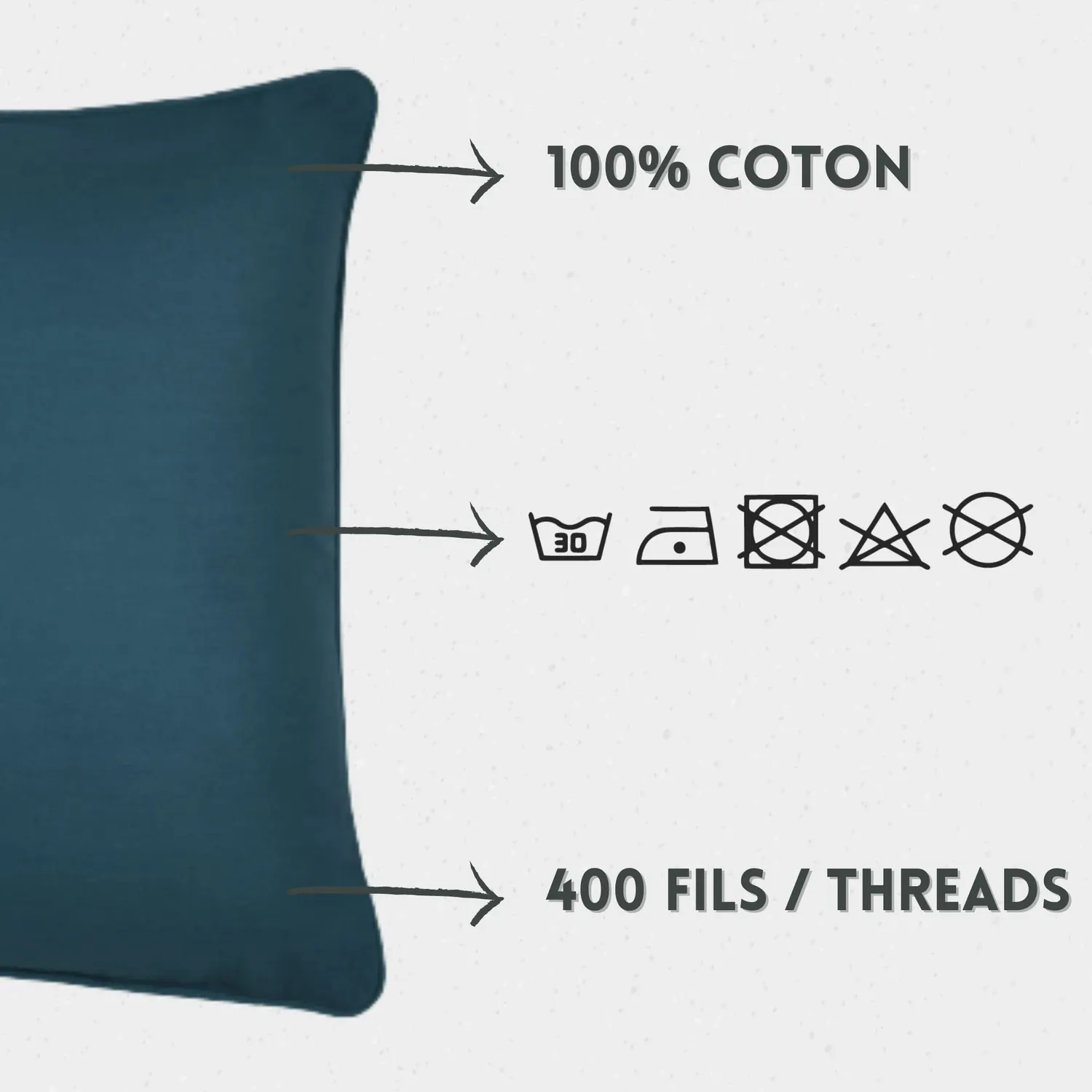 STOF Oxford coussin 45x45 cm émeraude satin de coton