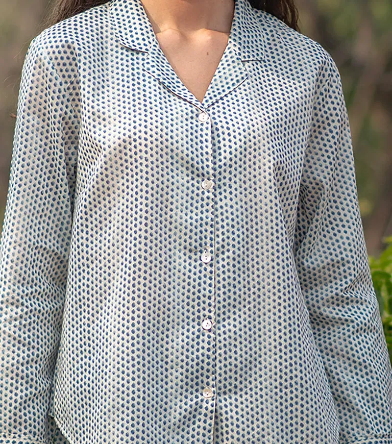 French General Esprit Provence pyjama Blue Laurel Dotty voile