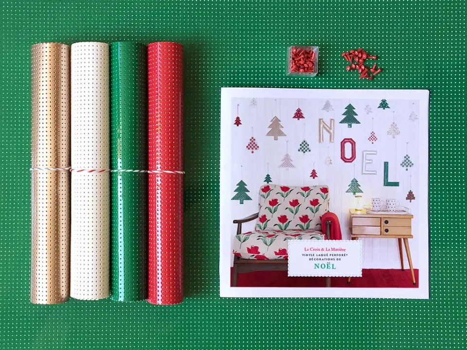 La Croix et La Manière Box Noël vinyle perforé rouge vert