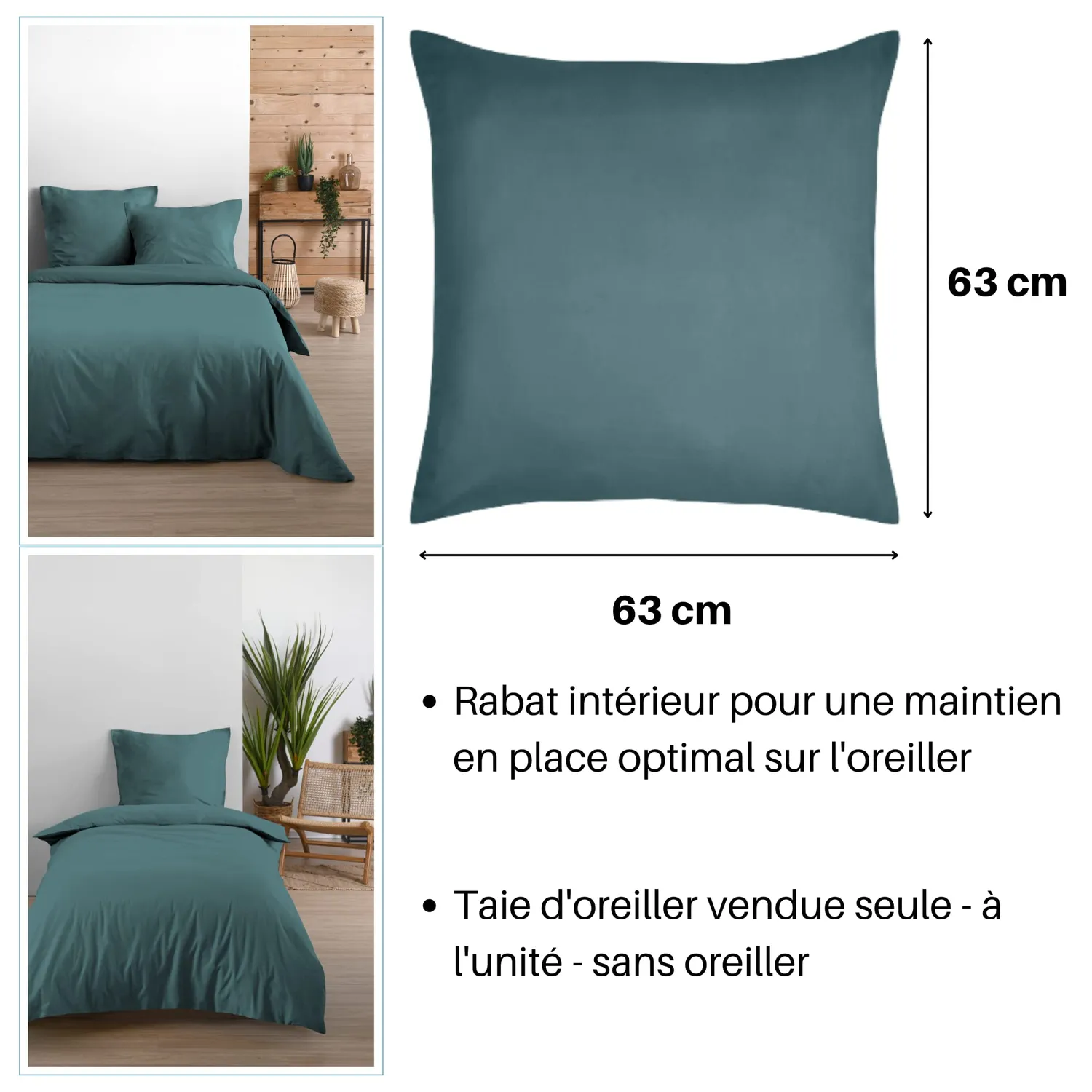 Stof Eden taie oreiller eucalyptus 63x63 cm coton
