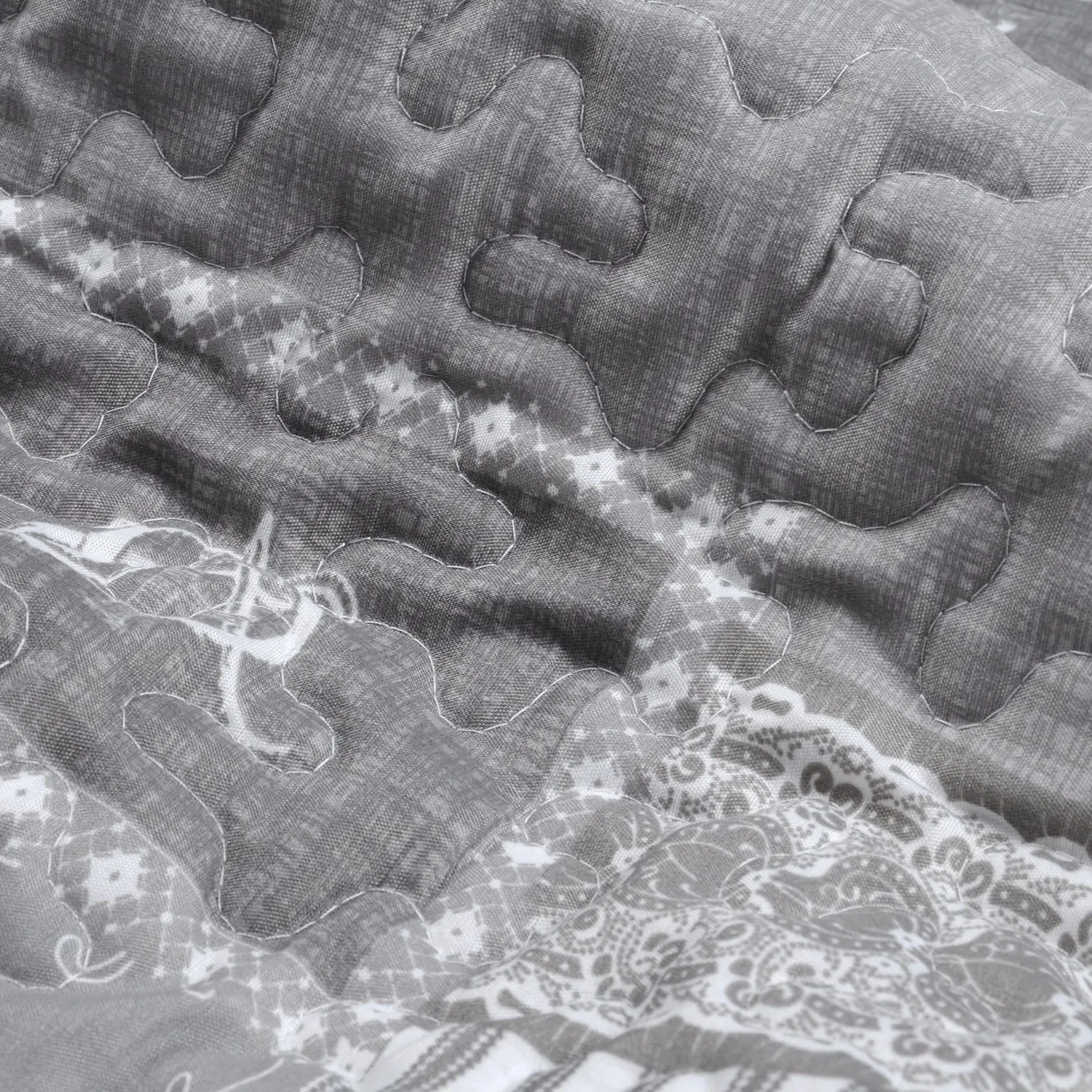 Stof Arkansas boutis 260x240 cm gris + 2 taies patchwork