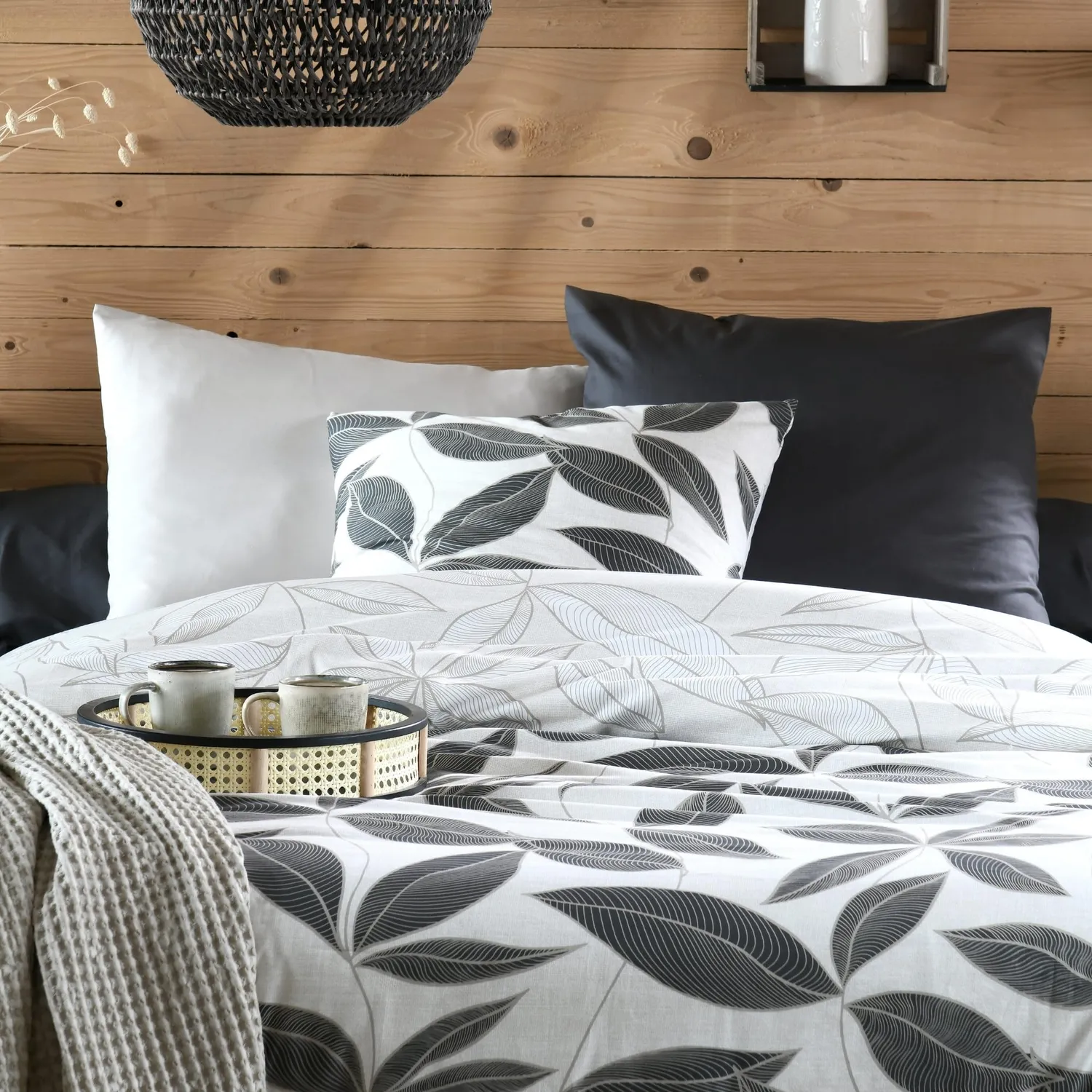 STOF Matisse taie d’oreiller 50x70 noir blanc percale coton