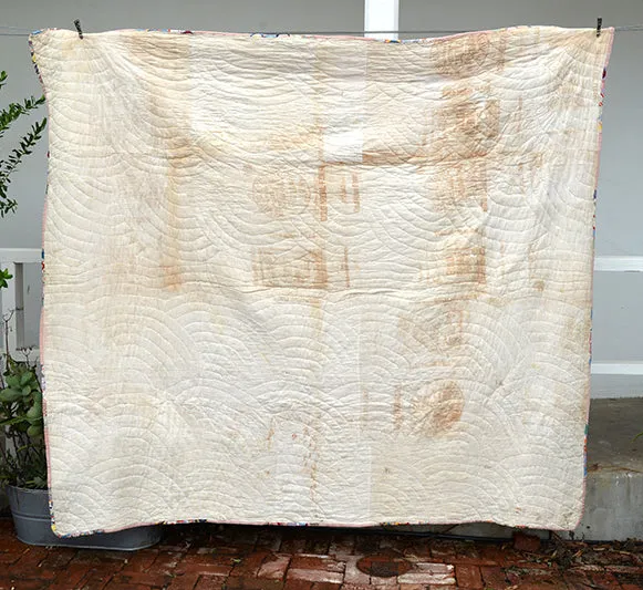 French General Broken Dishes quilt ancien 1930 fait main