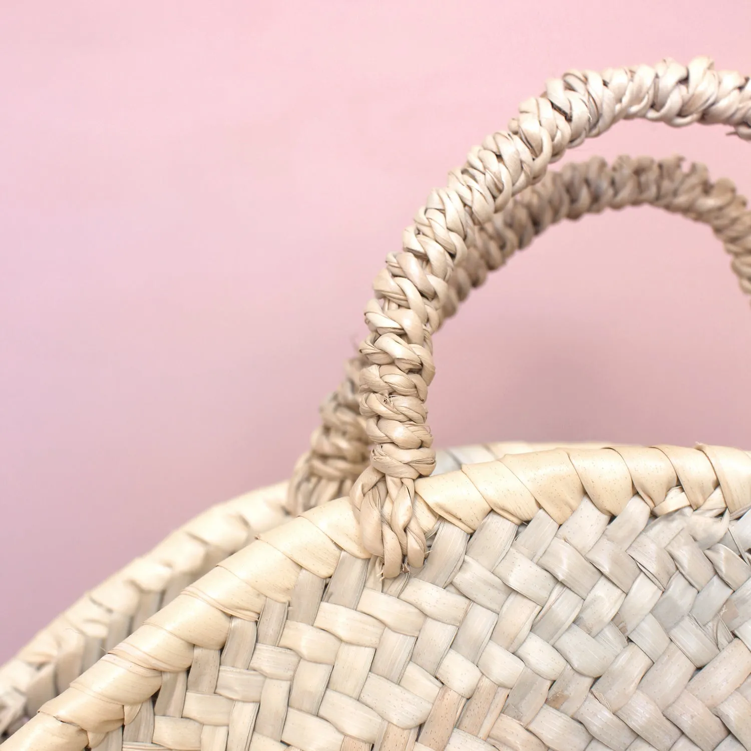 La Maison Naïve Grand Sac à Main Rond Palme tressée édition plage
