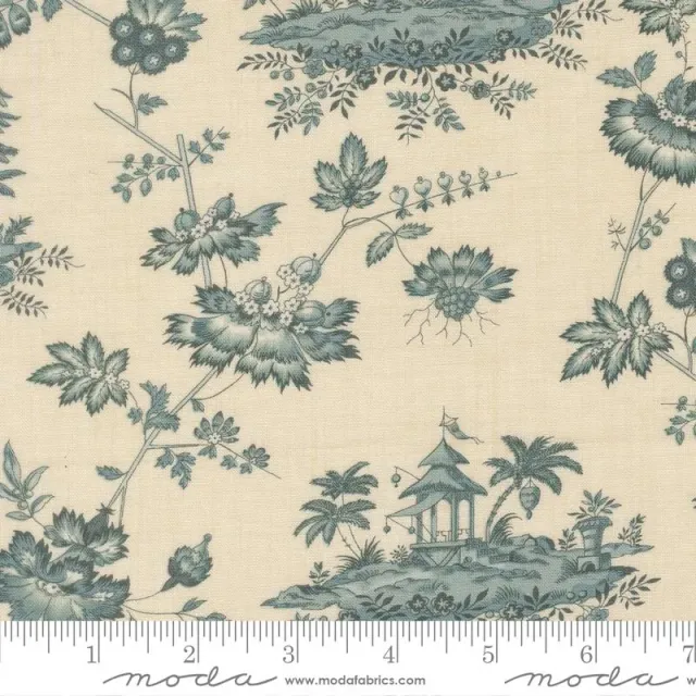 French General Fleur de Paris 13992 13 tissu coton bleu perle