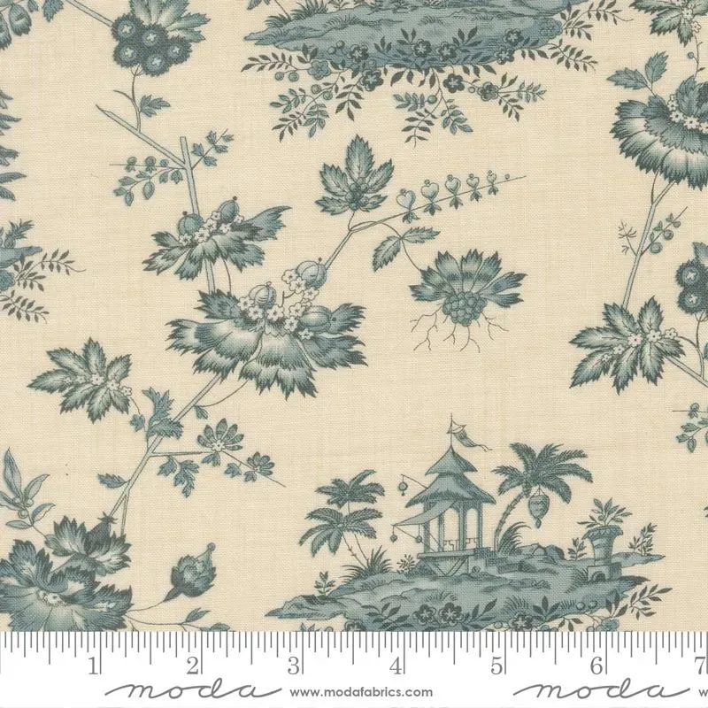 French General Fleur de Paris 13992 13 tissu coton bleu perle