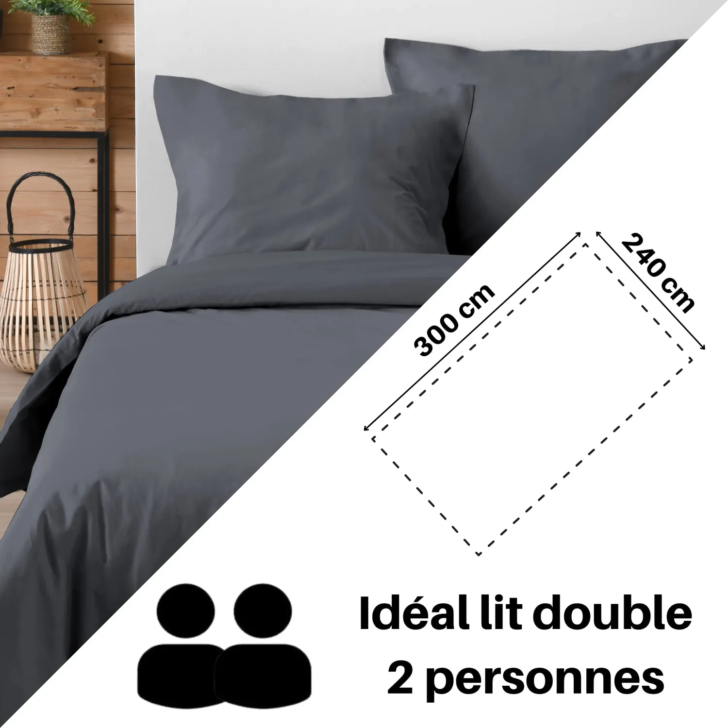 Stof Eden drap plat 240x300 cm ardoise coton
