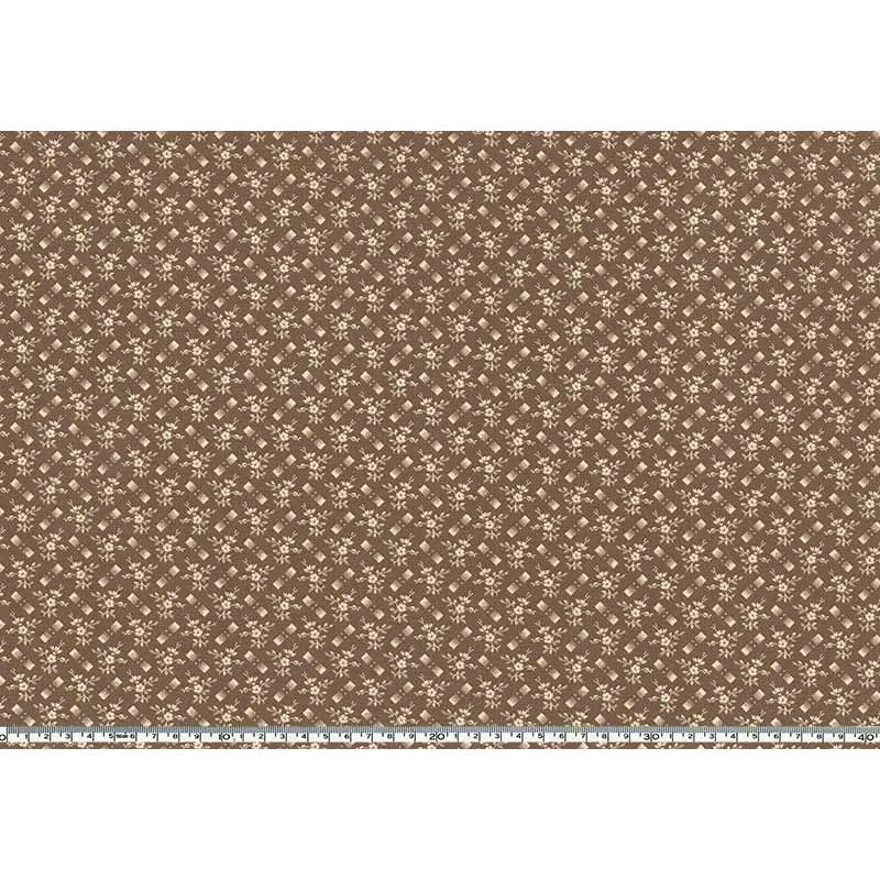 Yoko Saito 2026-01-A13 tissu coton fleurs marron au mètre