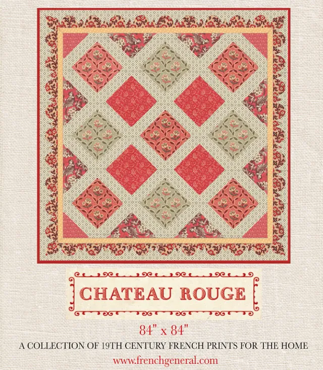 French General Chateau Rouge patron quilt 84x84 imprimé