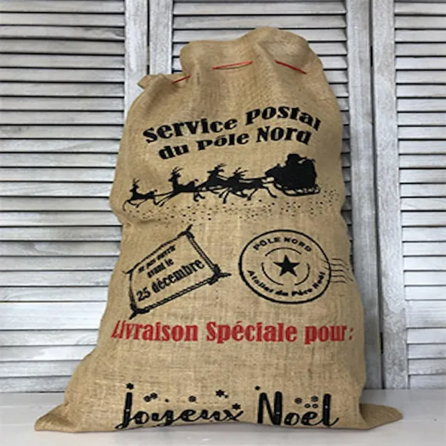 Tissushop hotte Père Noël toile de jute 50x80 naturel