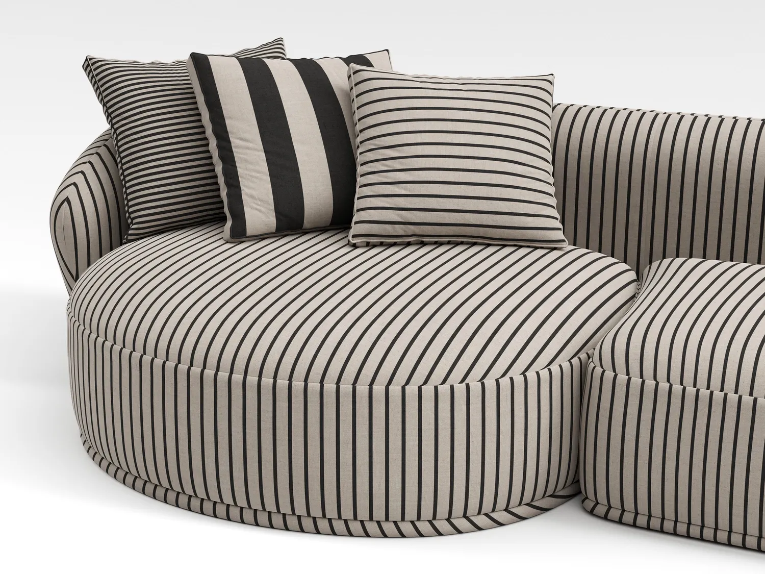 Elastron Kelly Stripes tissu rayé charcoal au mètre lin