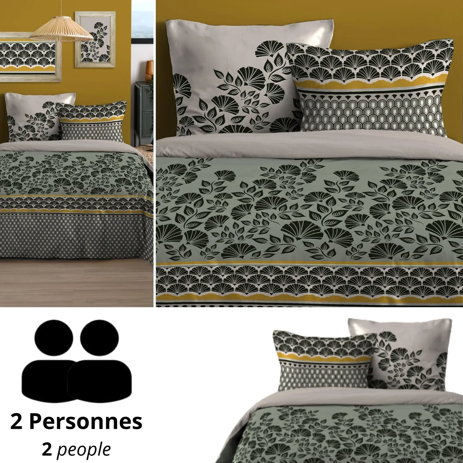 Stof Konni parure housse couette 240x220 vert