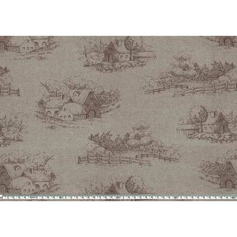 Yoko Saito 2026-02-A08 coupon coton 33x35 cm maisons beige