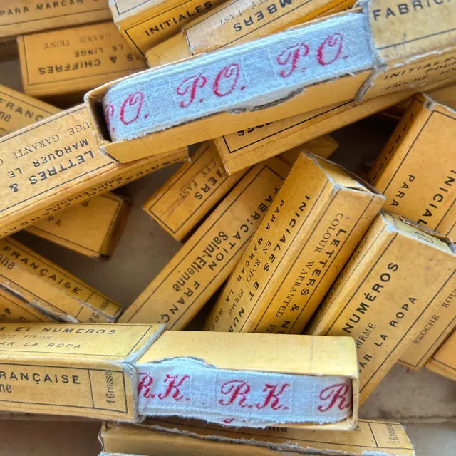 French General ruban coton monogrammes vintage boîte 144